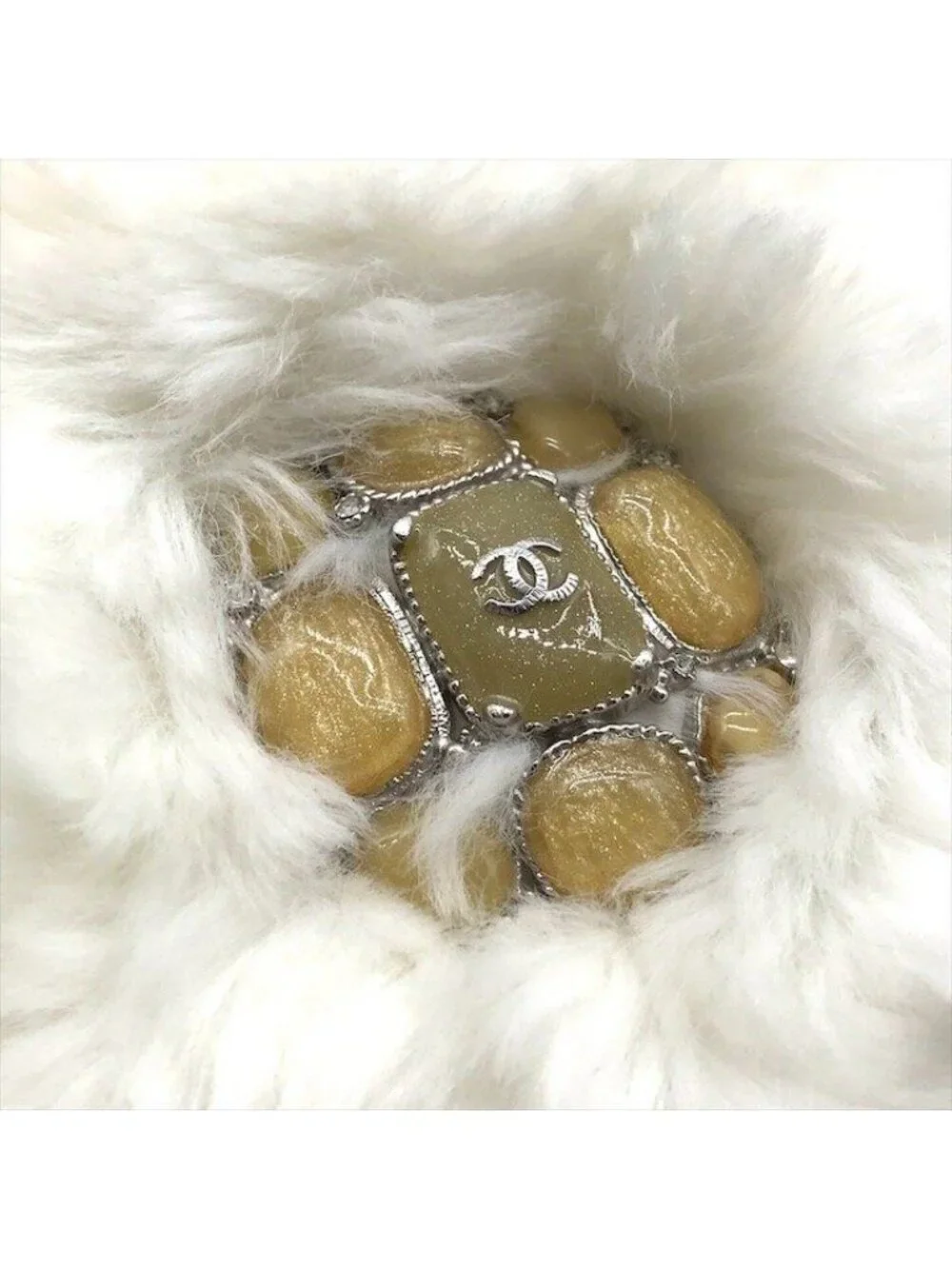 Chanel CC Logo Chain Shoulder Bag Crossbody White Silver - Picture 10 of 10